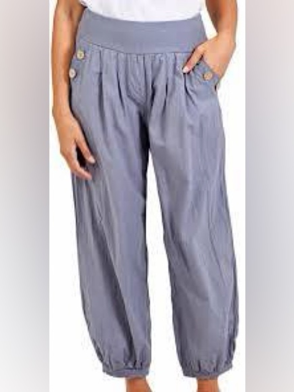 Casual Wide-Leg Drawstring Hem Pants in Light Gray